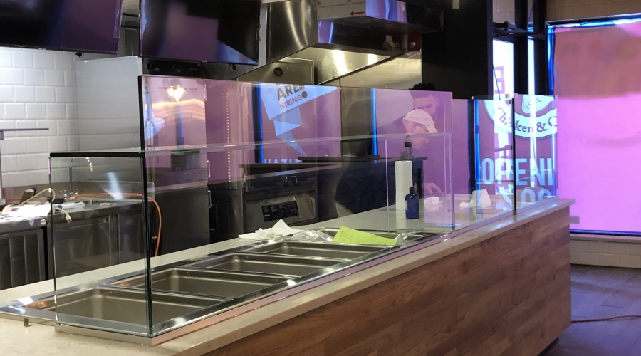 Custom Glass 'Sneeze Guard' Cases for La Rosa Chicken and Grill in Hazlet NJ