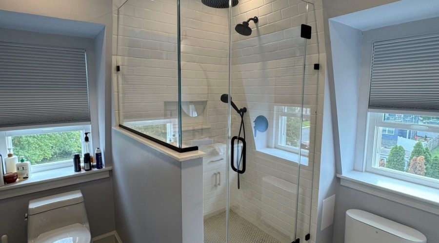 Custom 90 Degree Frameless Shower Enclosure in Somerville, NJ