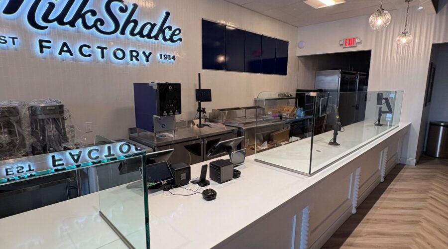 Sneeze Guard Glass Installation at MilkShake Factory in Florham Park, NJ