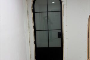 Rustica arch top door installation at Parsippany Endodontics in Parsippany, NJ