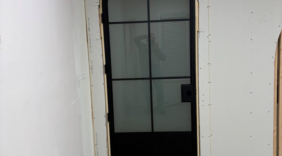 Rustica arch top door installation at Parsippany Endodontics in Parsippany, NJ